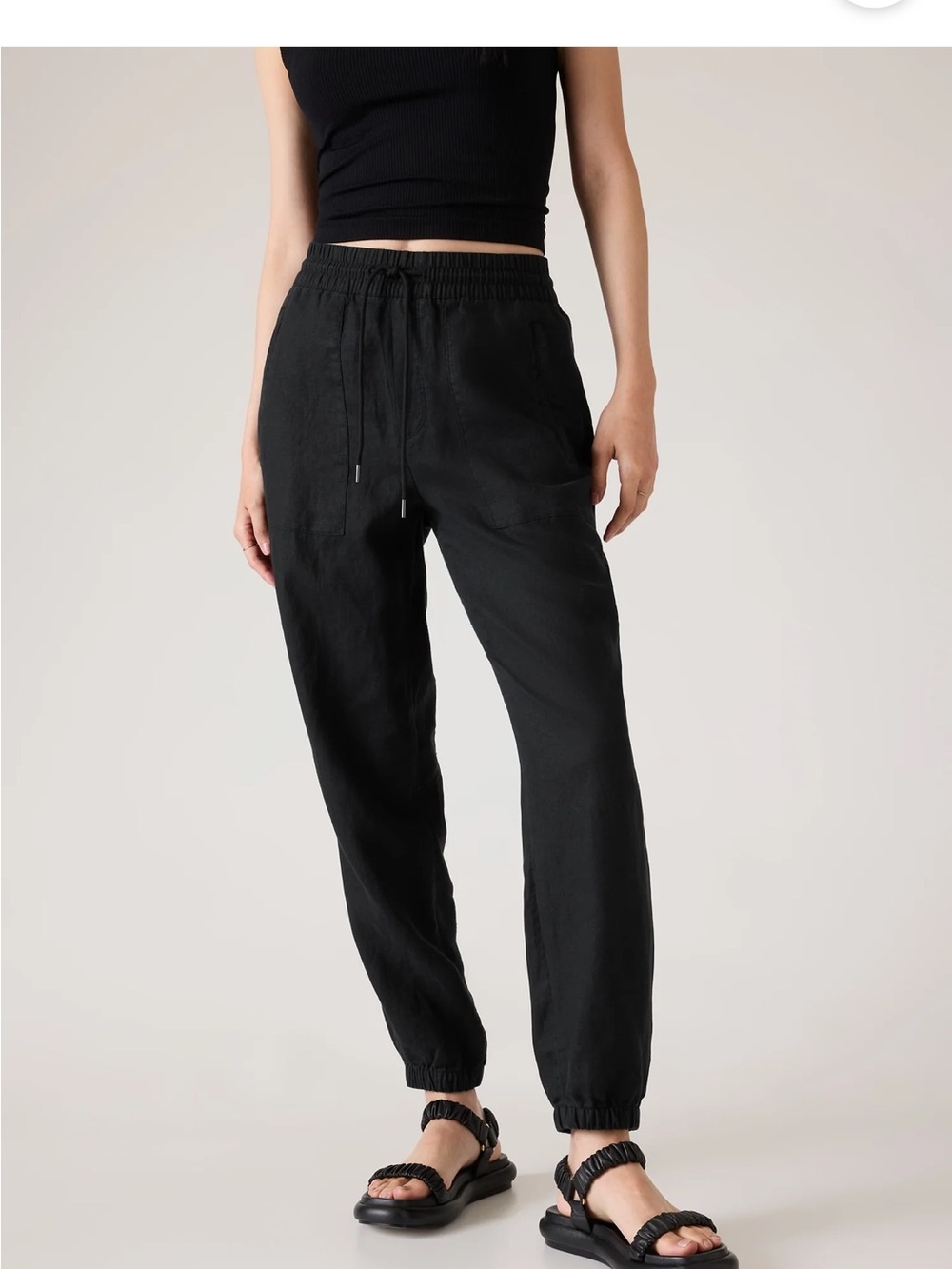 Athleta NWOT Retreat Linen Jogger, XL in black color